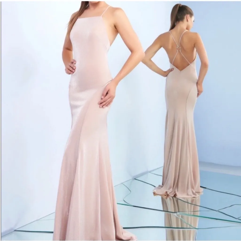 Ieena for Mac Duggal 26079 Slip Rose Quartz Gown Prom Dress sz 0 - Image 2