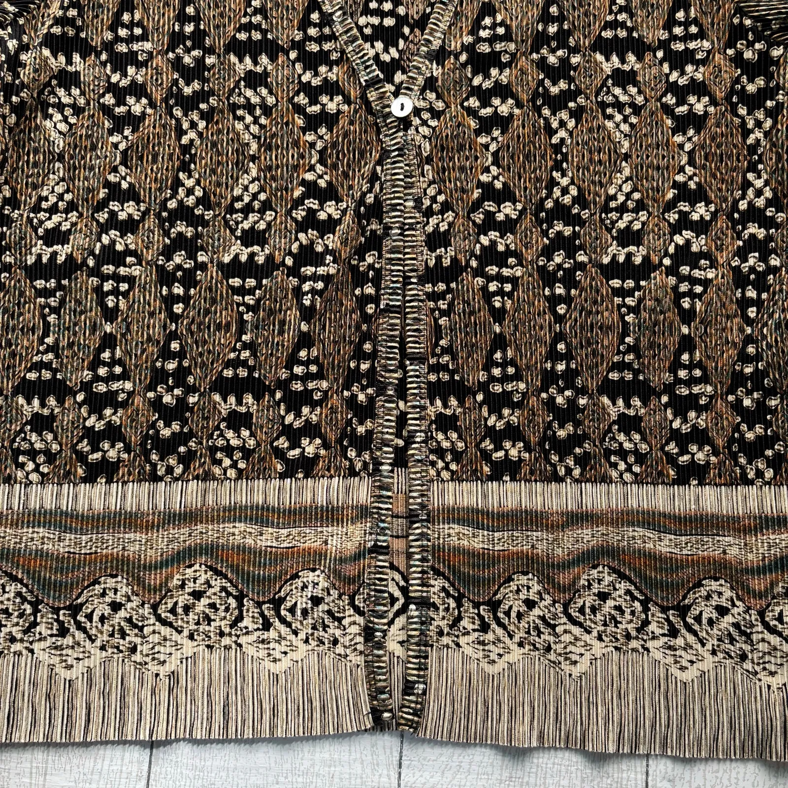 Plisse Accordion Pleat Abstract Single Button Cardigan Size L Black Size L - Image 6