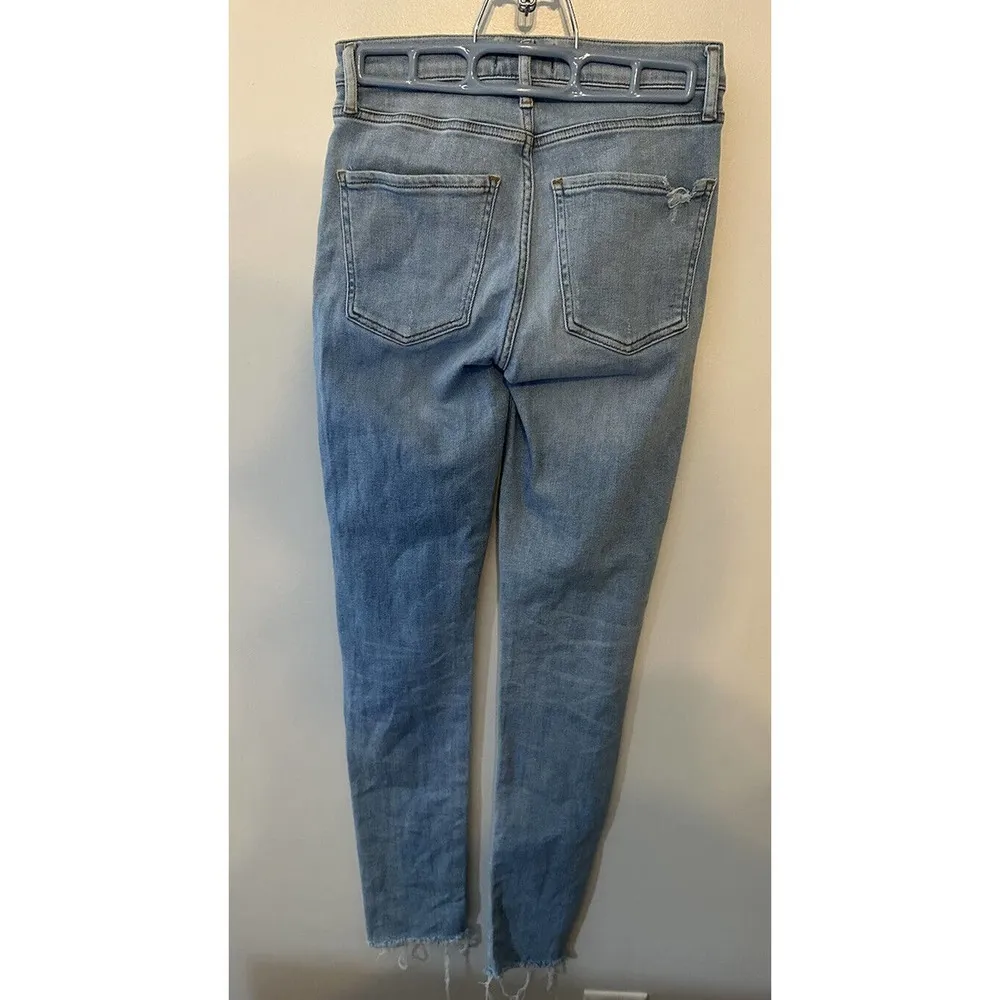 AGOLDE SOPHIE CROP Mid Rise Skinny Ankle Jeans Raw Frayed Hems Light Wash Size25 - Image 2