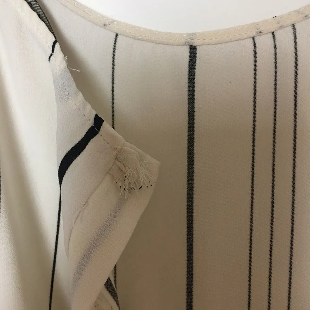 Zara White Striped Peplum Sleeveless Blouse | Size S - Image 4