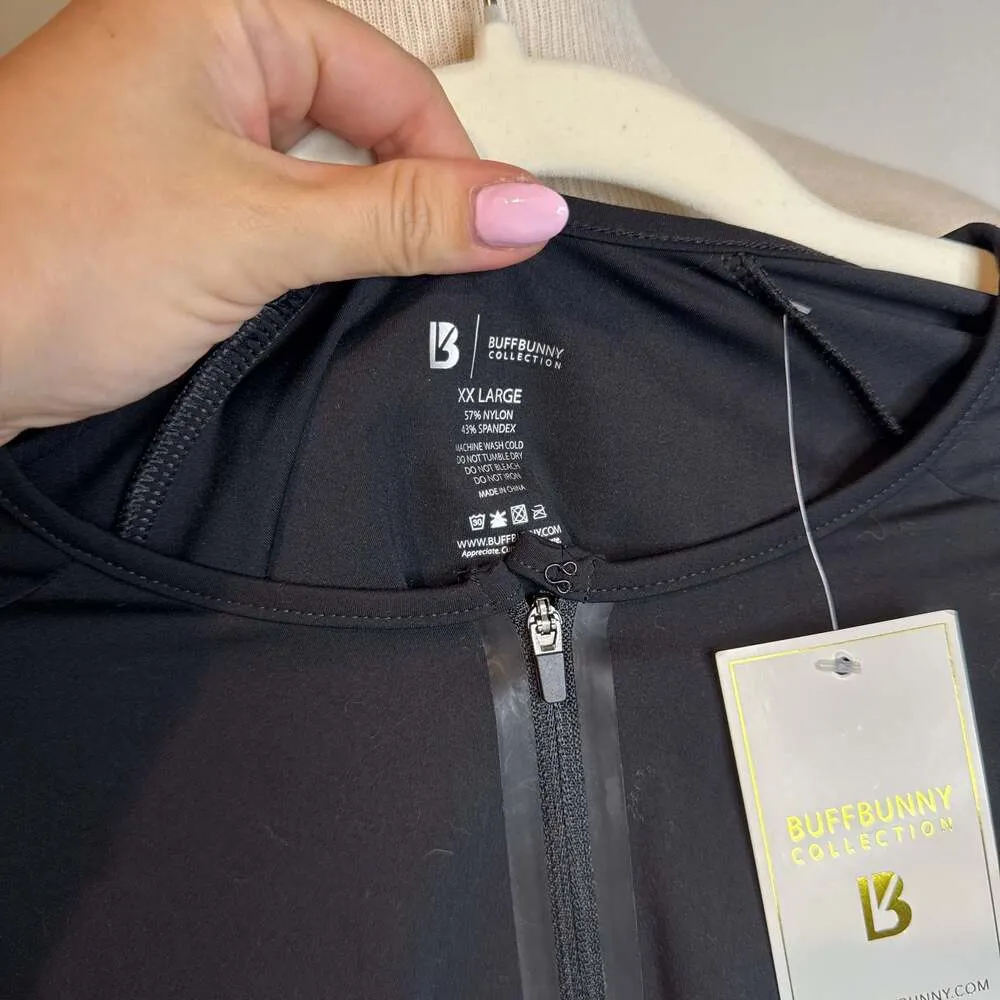 Buffbunny Collection Black Long Sleeve Crop Top Quarter Zip Size Medium‎ - Image 3