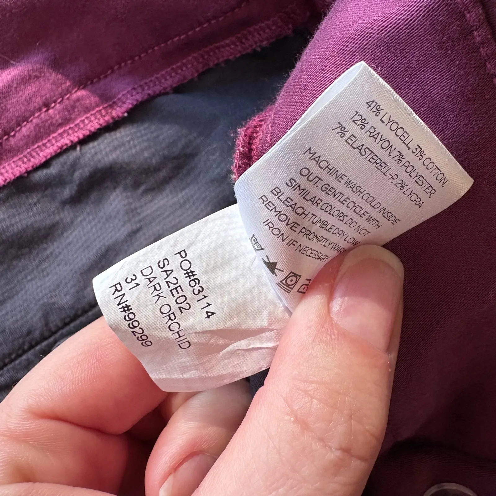 Level 99 Dark Orchid Purple Skinny Pants Women's Size 31 Zip‎ Pockets - Image 6