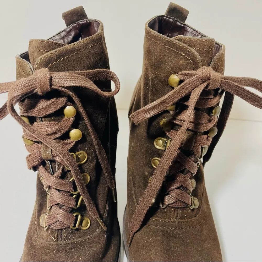 Brown Steampunk Heeled Combat Boots Size 9 - Image 12