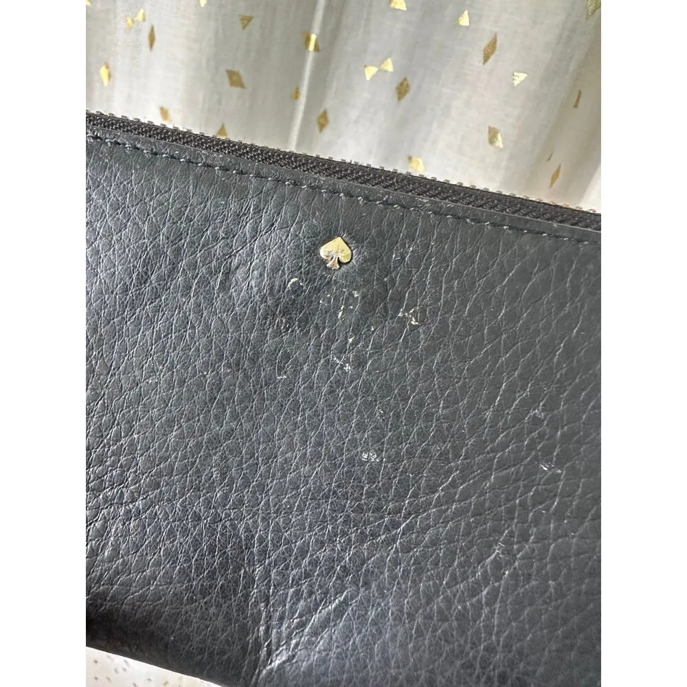 Kate Spade Women's Designer 100% Cow Leather Zipper Black Wallet Wristlet - Image 9