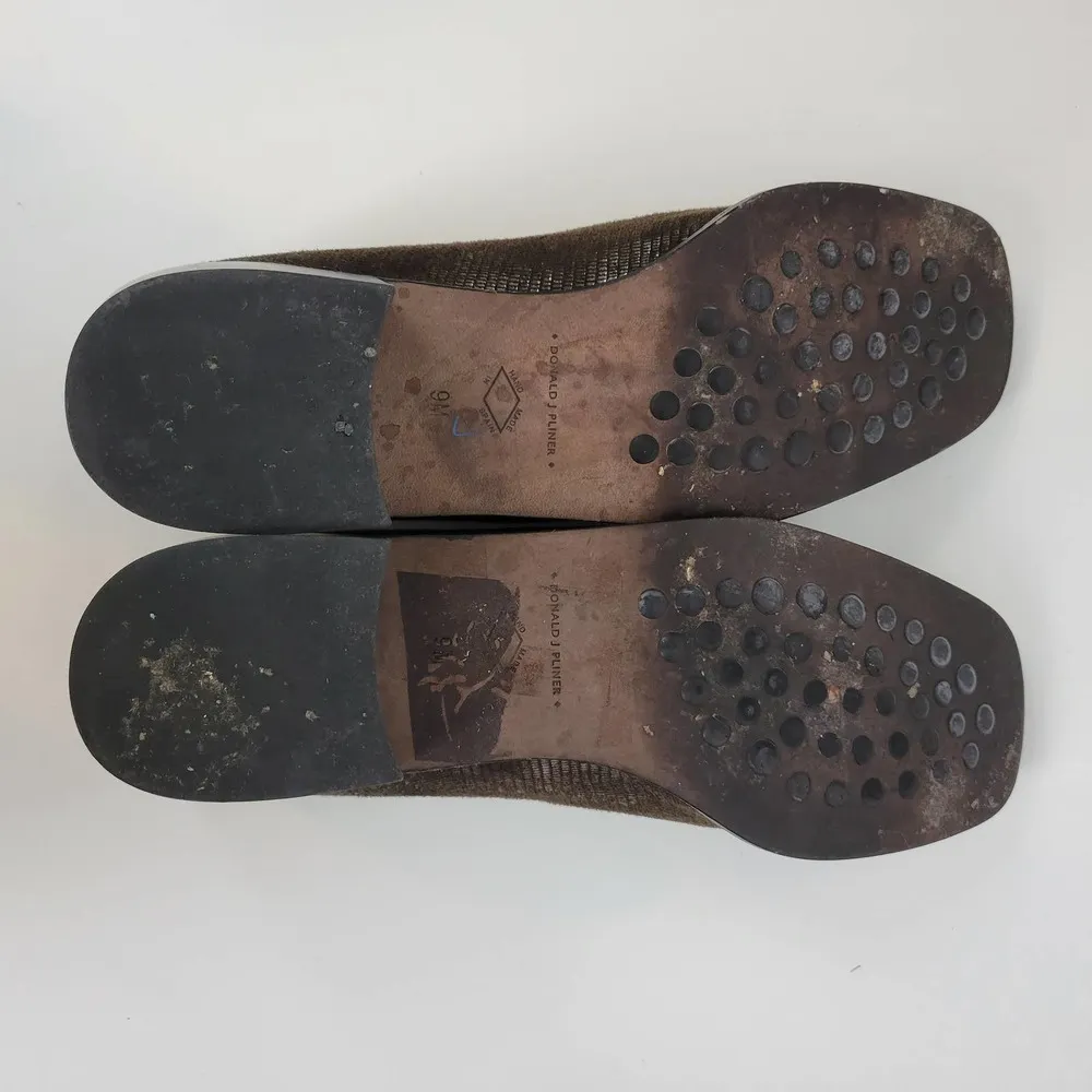 Donald J Pliner Womens Shoes Size 9 Silver Brown Embossed Slip - Image 64