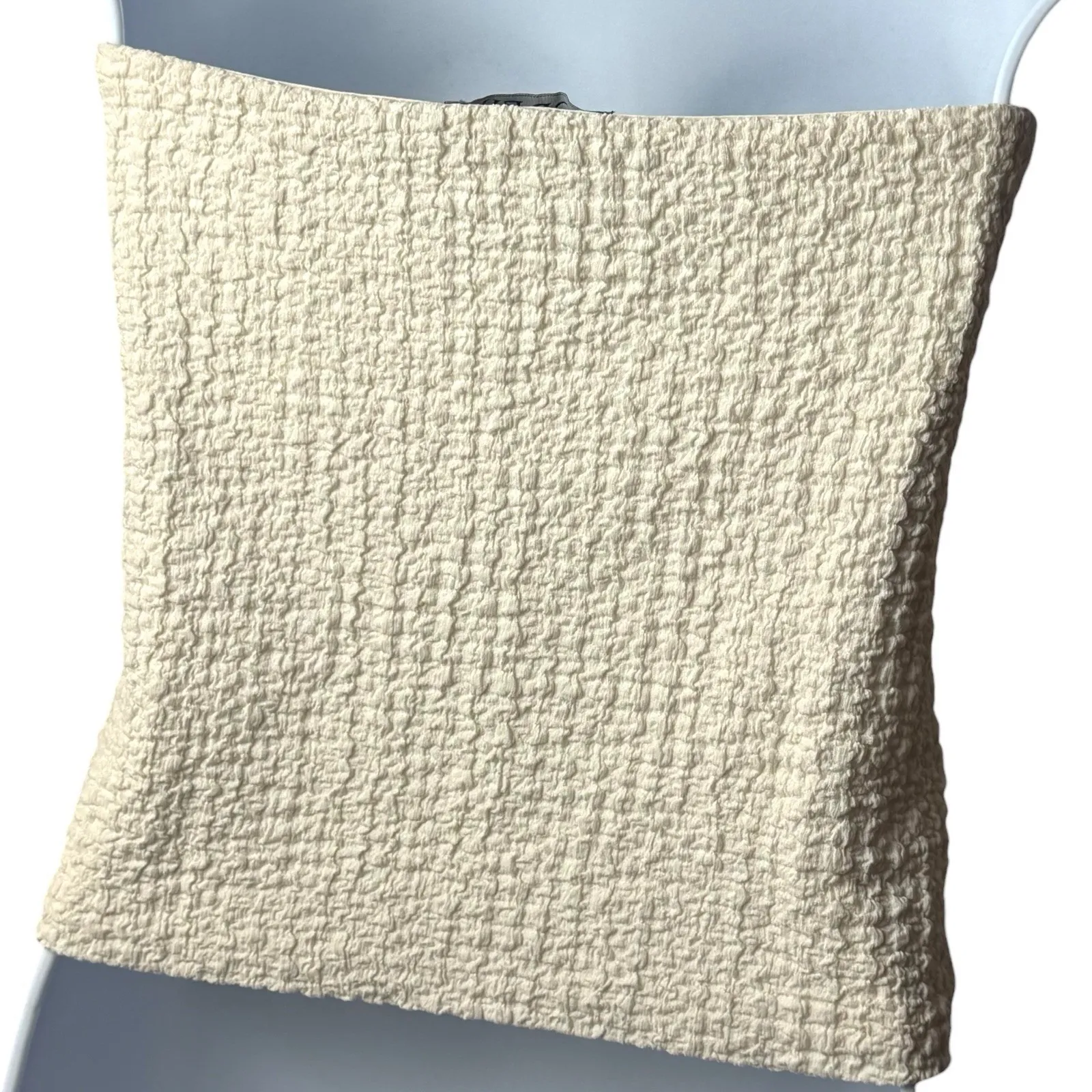 J. Crew Bubble Knit Tube Top Ivory Coastal Resort Vacation Old Money M Size M - Image 5