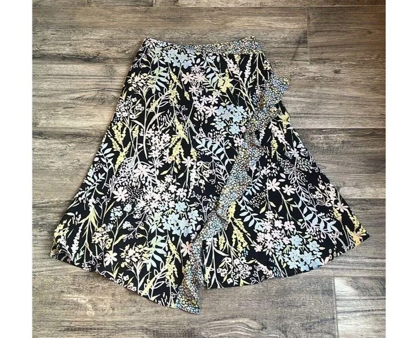 Calvin Klein Womens Spring Colorful Ruffled Wrap Midi A-Line Skirt size 10 #100 - Image 8