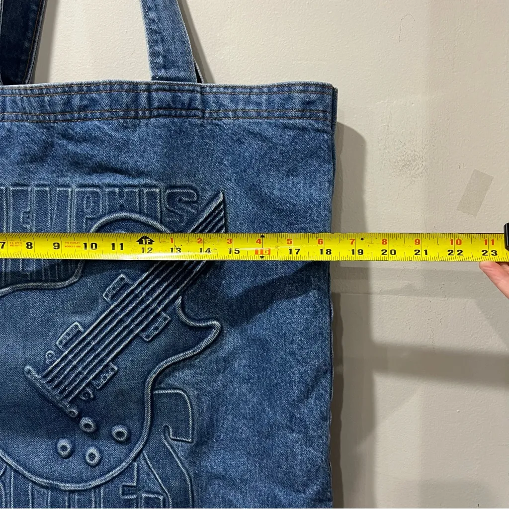 Tyca Large Denim Tote Bag Memphis Blues Embossed Denim Med Blue 19" x 21.5" - Image 7