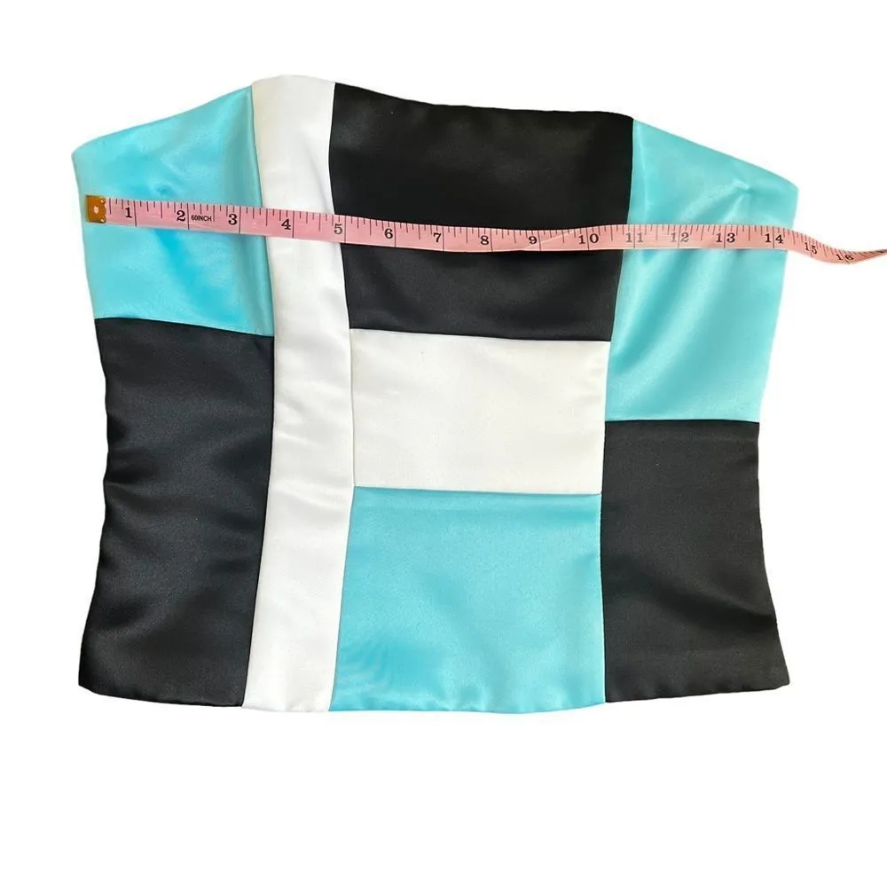 VTG Jessica McClintock for Gunne Sax 2 Piece Formal Satin Dress Side Slit - Image 4