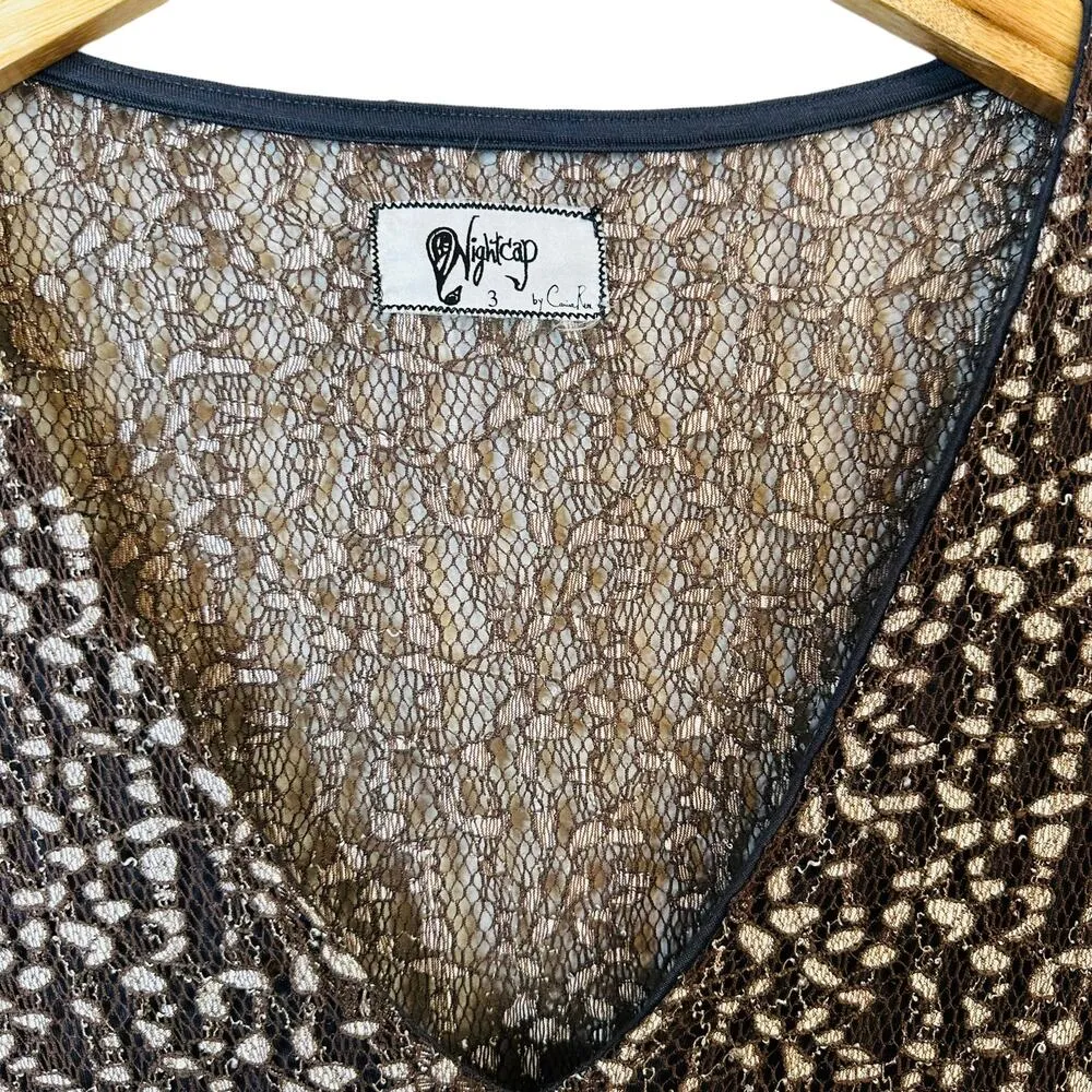 Nightcap by Carisa Rene Brown Cheetah Lace Deep V Neck Bodycon Mini Dress Med - Image 7