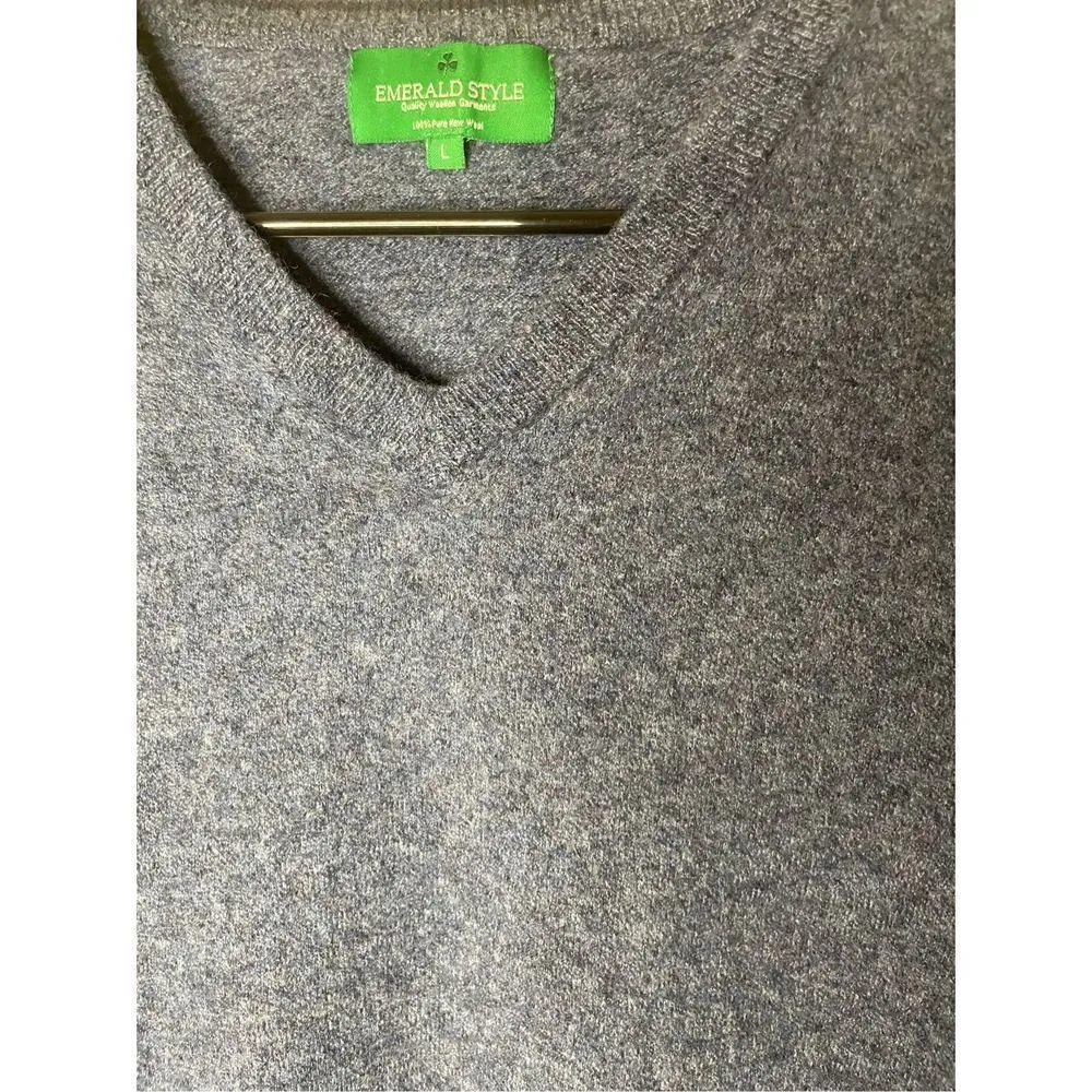 Vintage Emerald Style Blue 100% Wool Pullover Sweater, Size L‎ Size L - Image 3