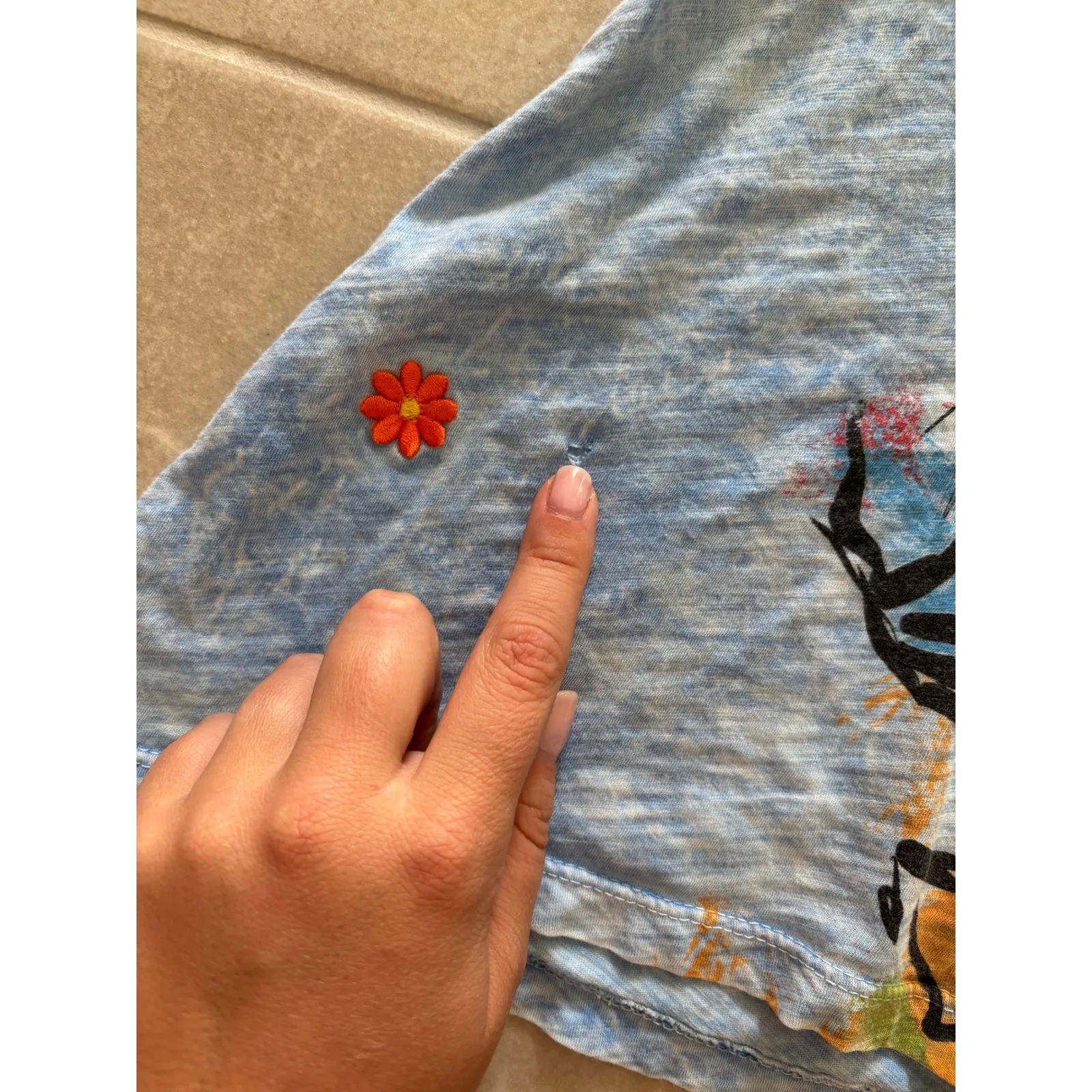 Jess &‎ Jane Shirt Womens Large Blue Open Shoulder Abstract Artsy Colorful Fun - Image 6