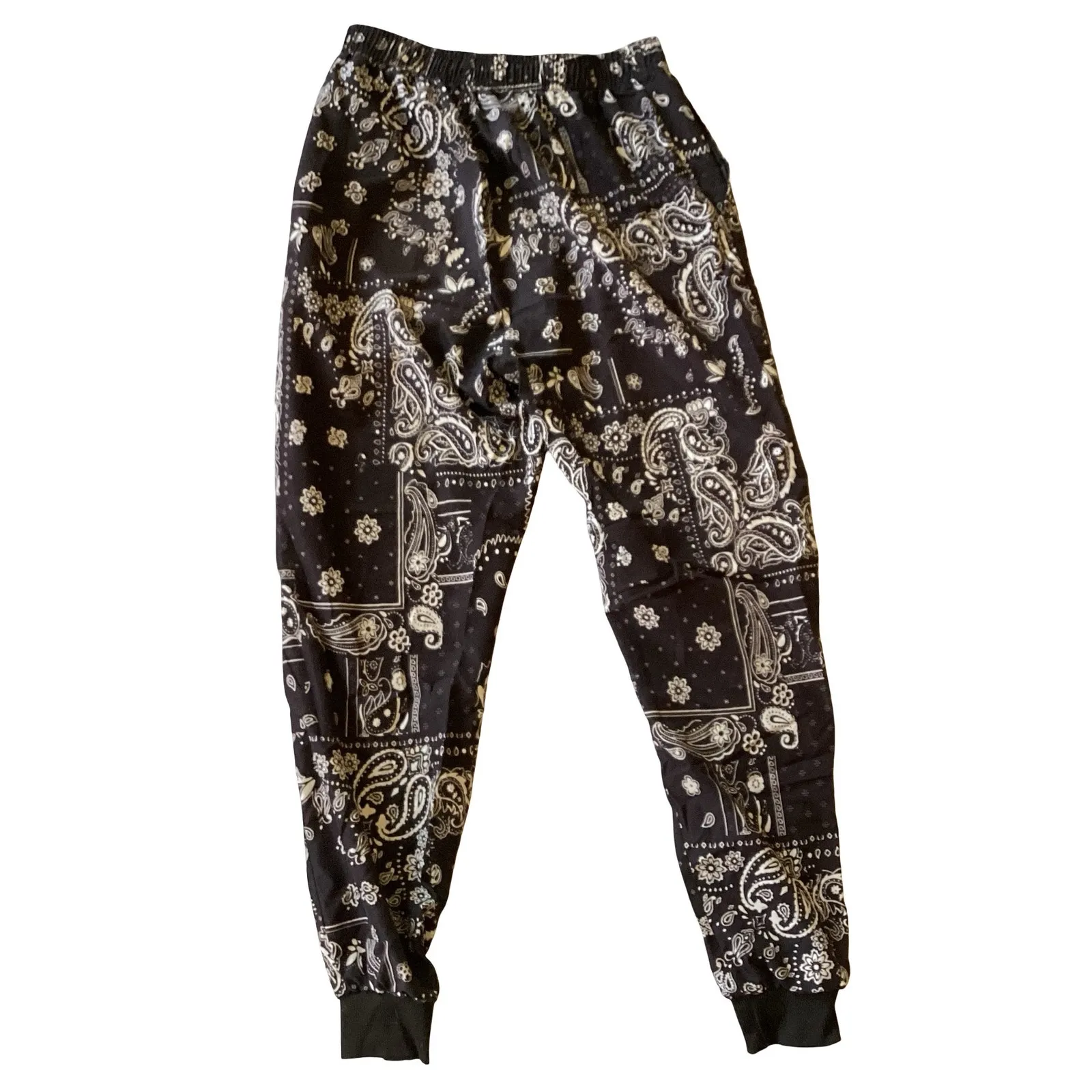 Paisley Print Lightweight Jogger Pants Black - Image 3