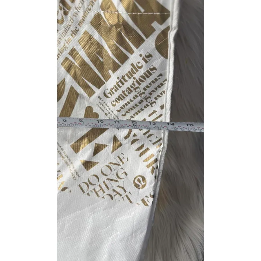 Lululemon White and Gold Tote Bag - Image 3