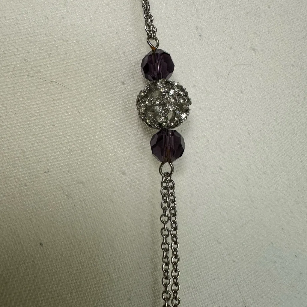 Chaps Silver and Purple Beaded Necklace - Image 5