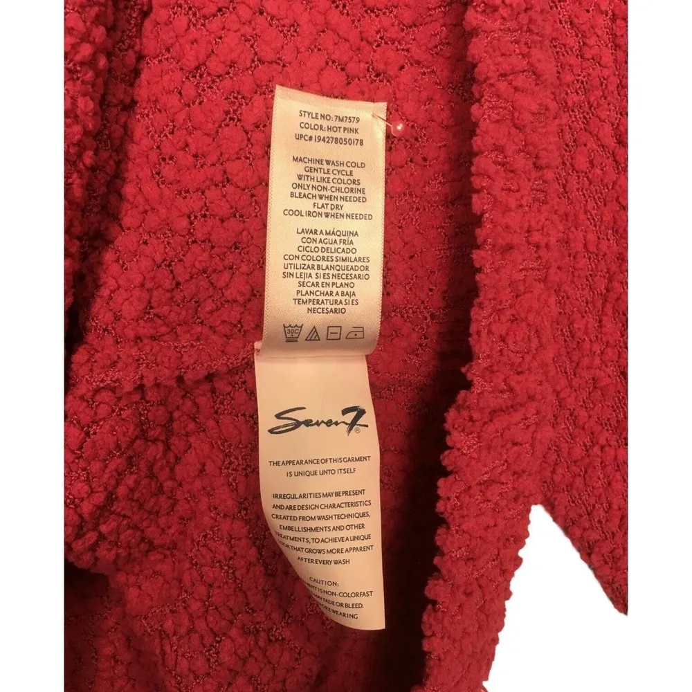 New Seven7 Sweater Womens M Chenille Popcorn Round Neck Long Sleeve Pink - Image 6