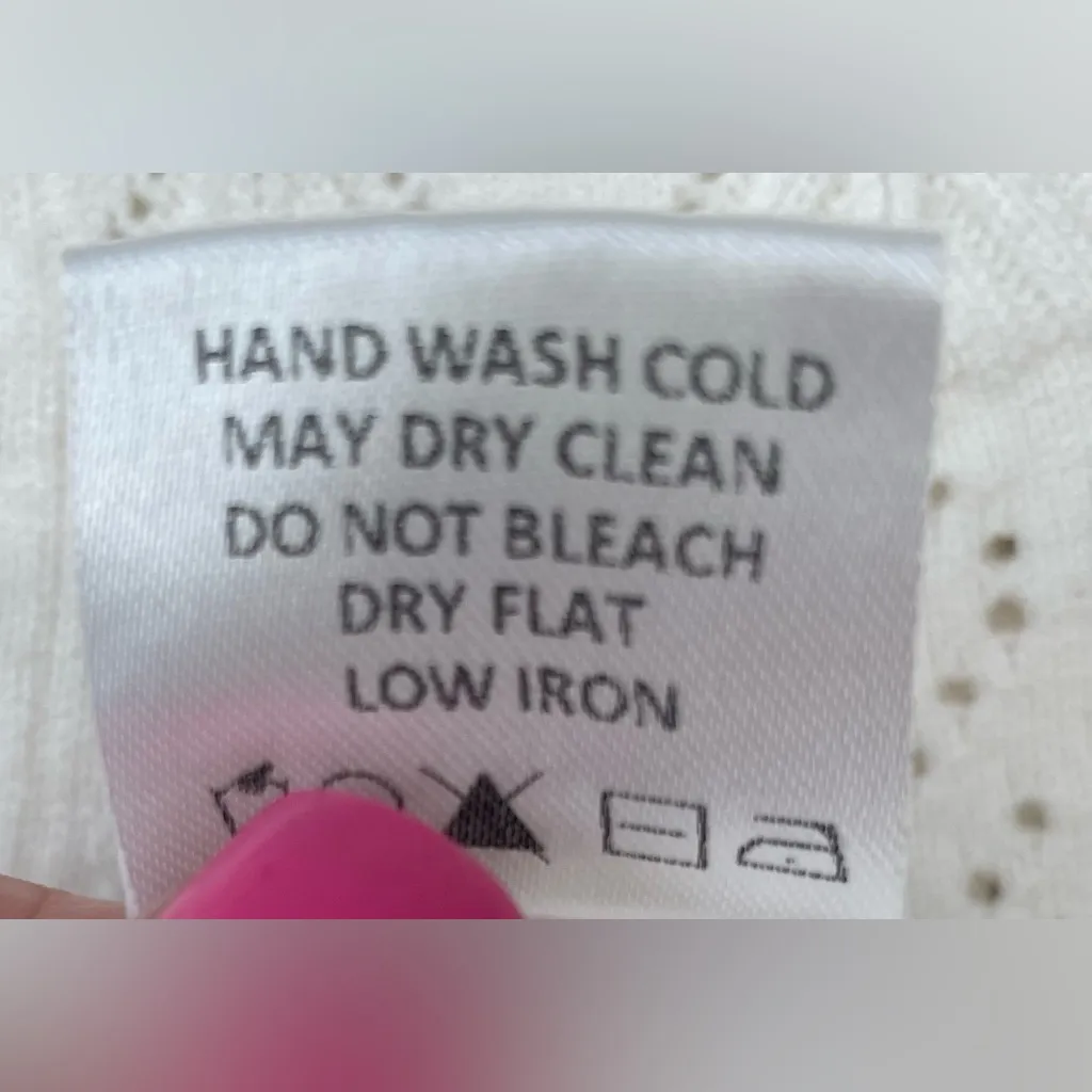 Tularosa Lana 100% nylon knit sweater, cream/white, ruffle neck, cropped; size S - Image 7