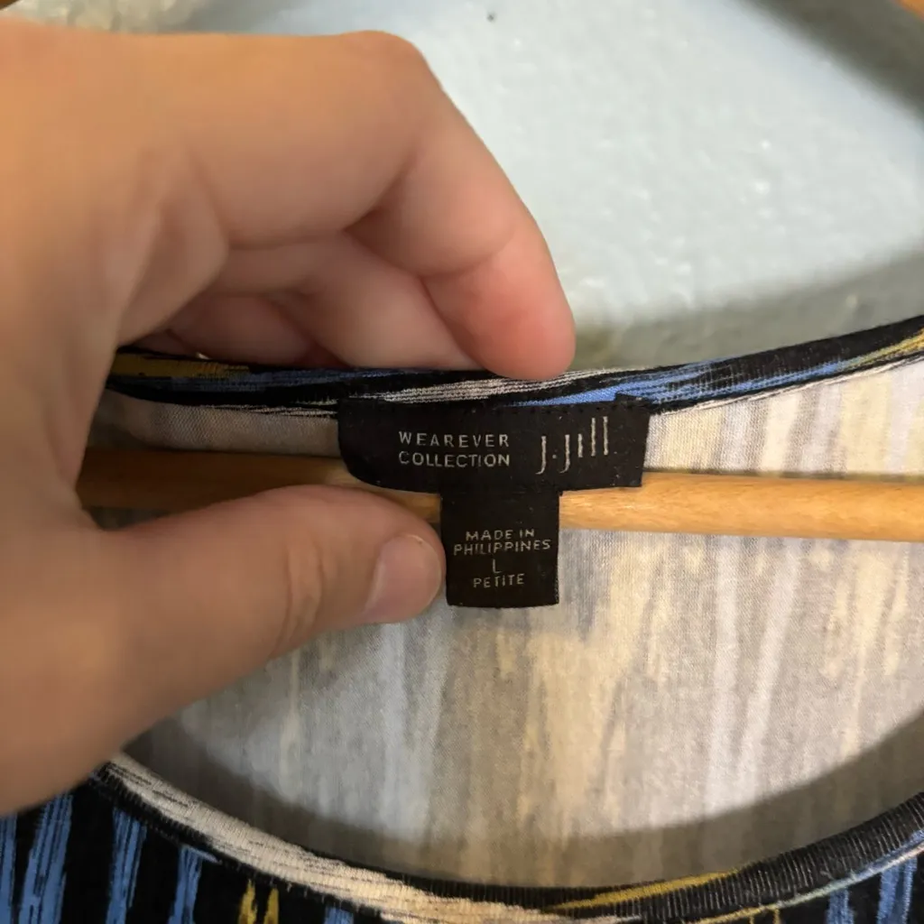 J. Jill Wearever Ikat Print‎ Blue Yellow Sleeveless Knit Maxi Dress Size undefined - Image 2