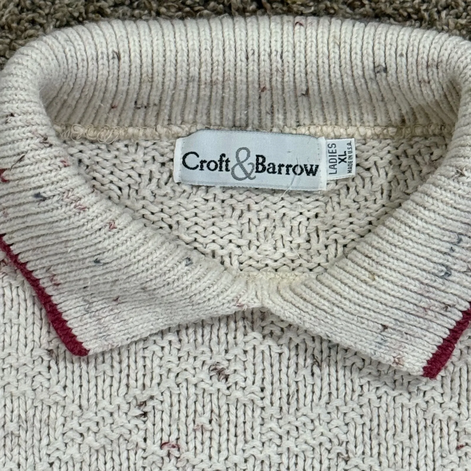Vintage Croft &‎ Barrow Ladies XL Cream Red Cardinal Bird Knit Sweater Holiday - Image 5