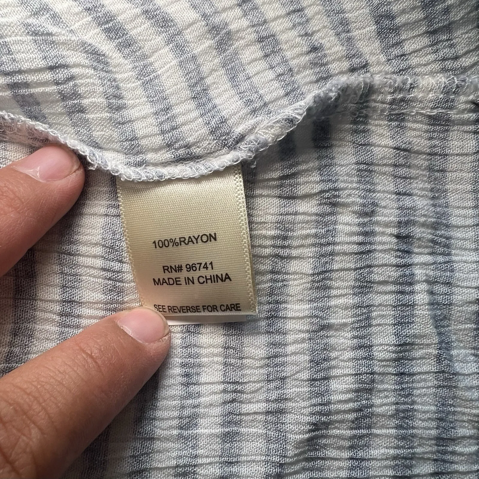 Self Esteem Striped Sleeveless V-Neck Blouse With Tassels Blue White Medium - Image 8