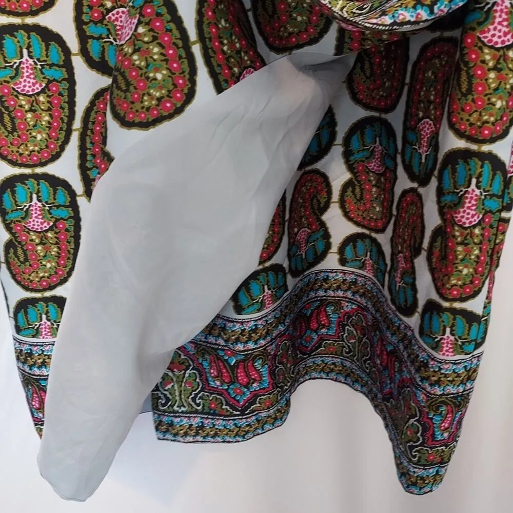 Rachel by Rachel Roy Multicolor Black White Red Blue Floral Paisley Shift Dress Size 10 - Image 8