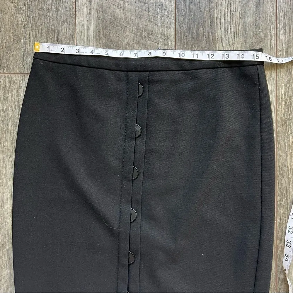 Trina Turk Button Front Black Pencil Skirt Size 6 - Image 8