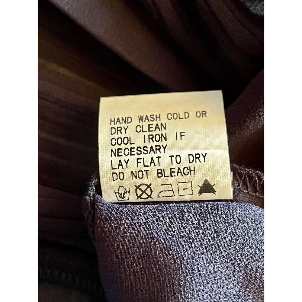 Fate Women’s Navy Blue Sheer Pleated Button Down Blouse Size S Romantic Goth - Image 7