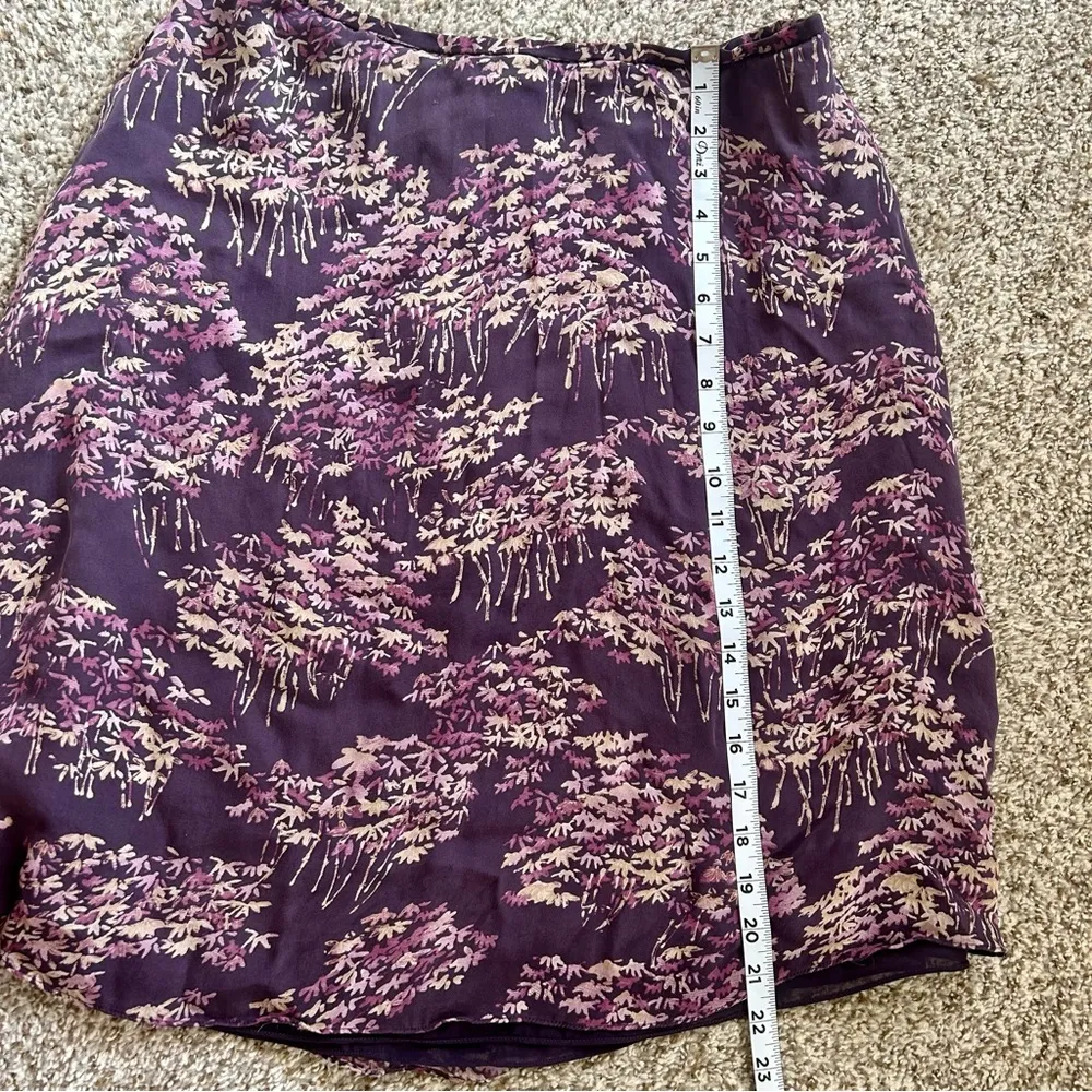 🦋 Rena Rowan Petite Vintage Silk Purple Floral MIDI Skirt 12P - Image 4