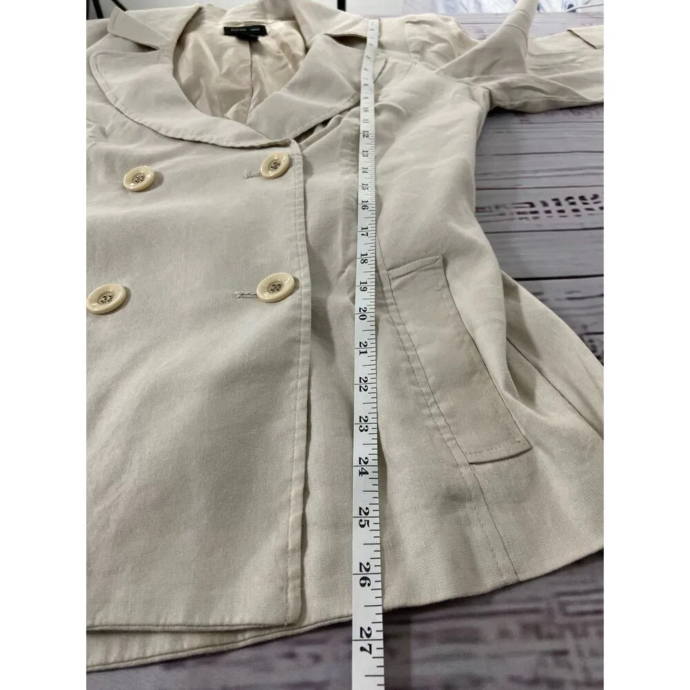 Focus 2000 Trench Pea Coat Womens 10 Belted Lined Linen Blend Mid Length - Image 7