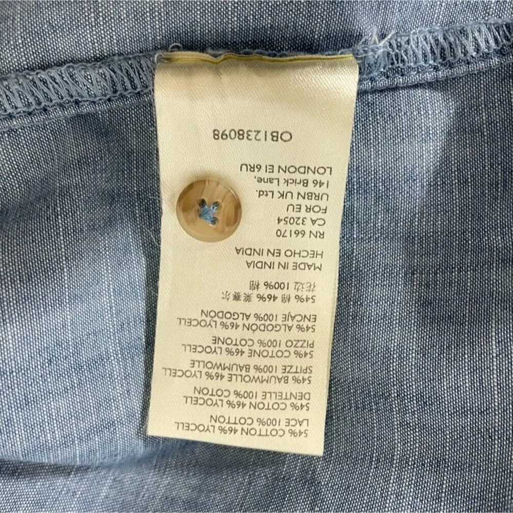 Pilcro Size 12  Top Blouse Button Down Fringe Boho Long Sleeve Denim - Image 10