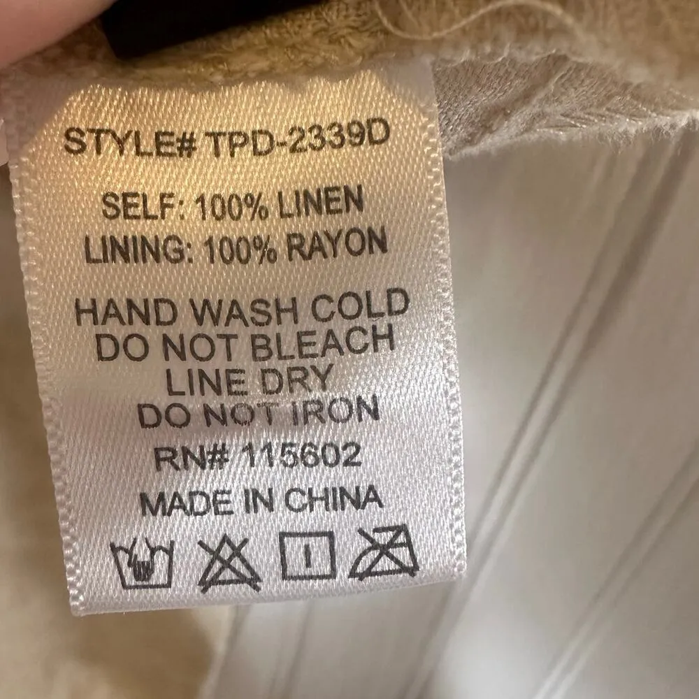 isalis Tan Linen Button Front Midi Dress - Image 5