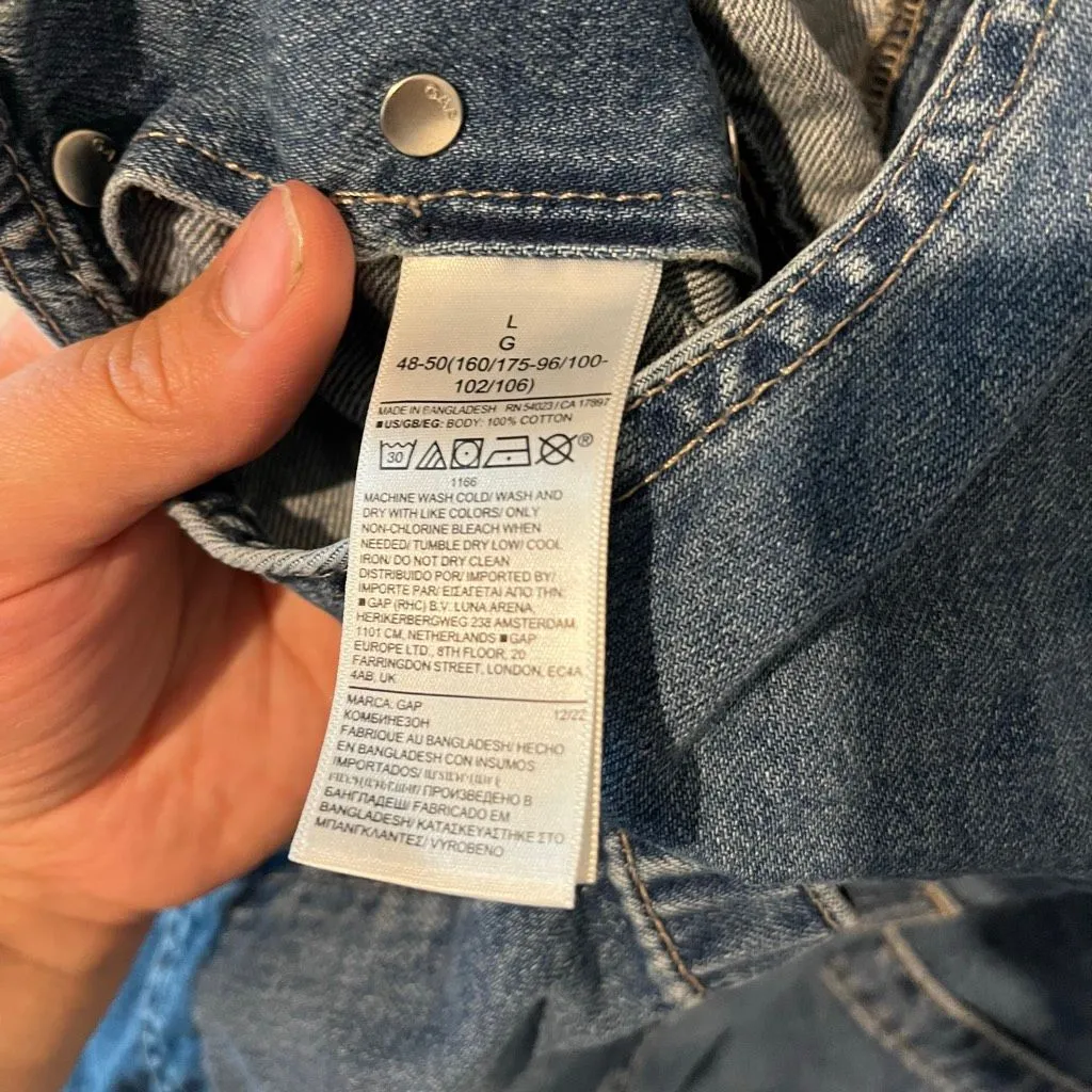 GAP DENIM 90’s Y2k Slouchy shorta medium wash overall shorts size Large denim ov - Image 12