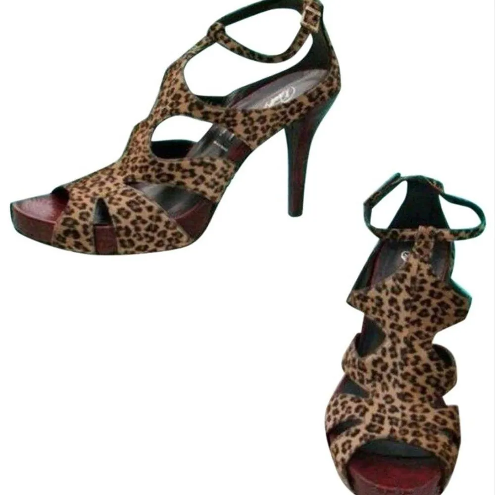 Donald Pliner Animal Print Hair Calf Tomato Leather Shoe New Strappy $395 NIB Brown Size 8.5 - Image 3