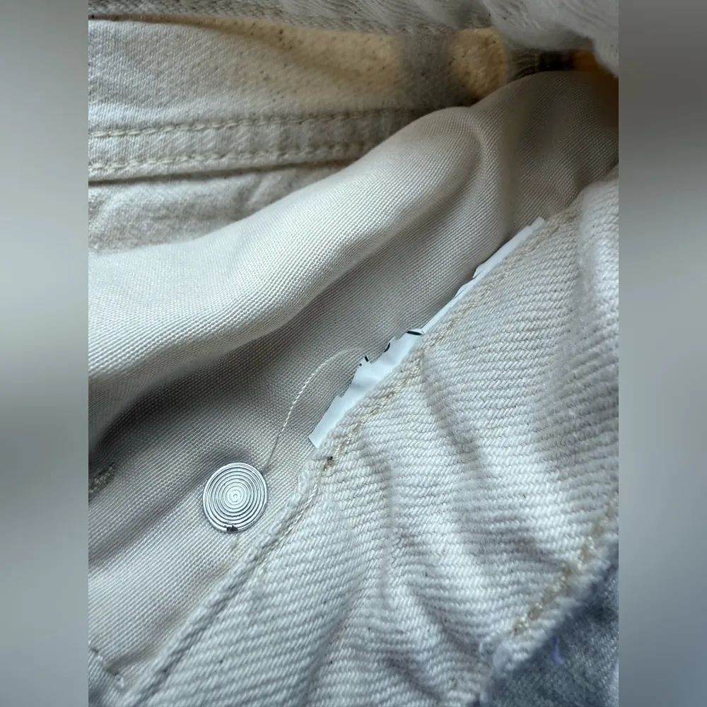 Zara Tan Sand High Waist Wide Leg Denim Jeans 10 - Image 6