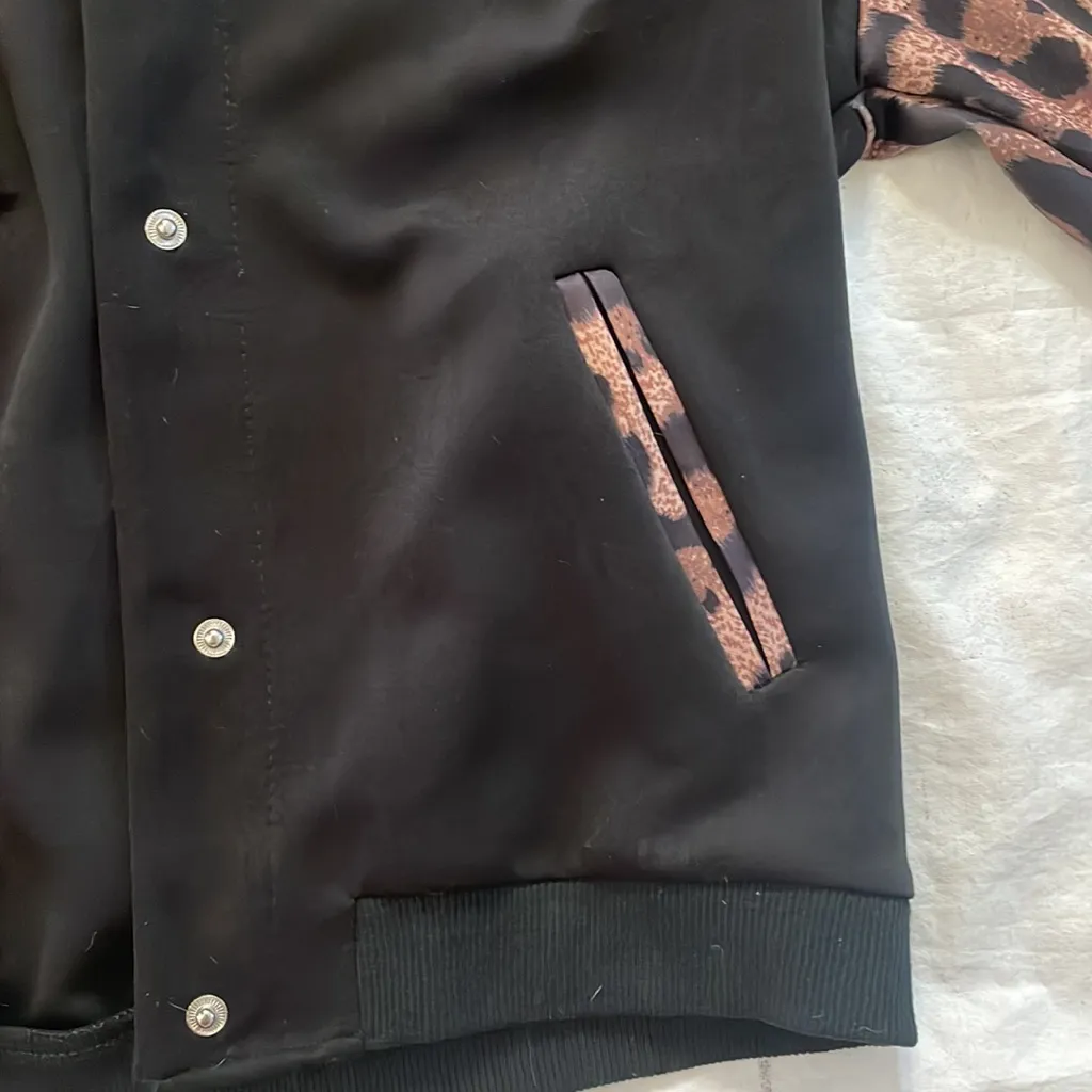 Cheetah Print Bomber Jacket Brown Size M - Image 3