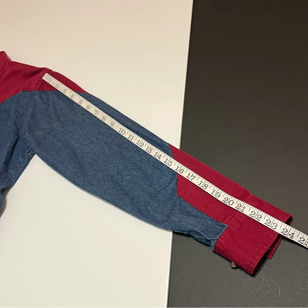 Alamosa Cowgirl vintage denim shirt, cropped size L, 100% Cotton Blue Size L - Image 5