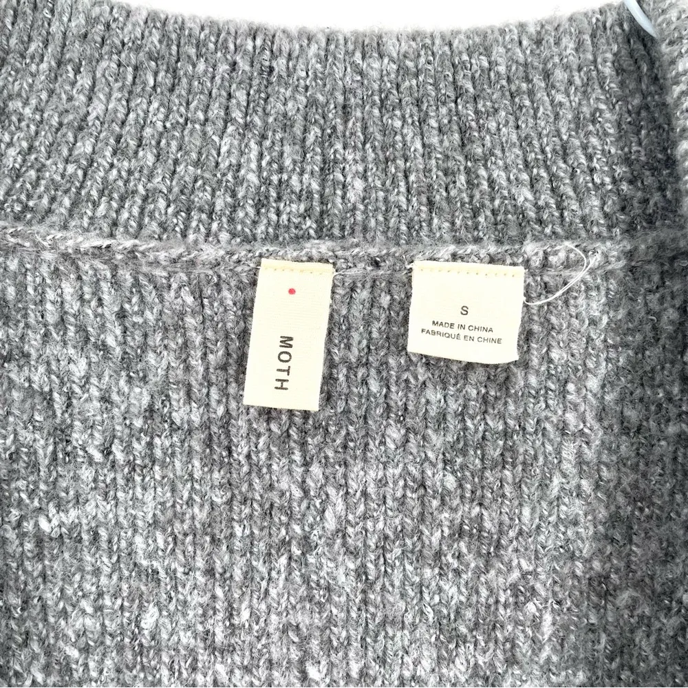 Anthropologie Moth Angie Gray Knit Open Front Cardigan Coat Heavy Sweater - Image 7