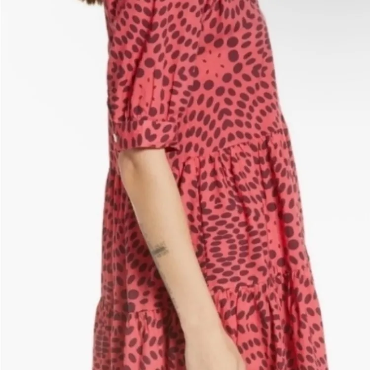 NWT Area Stars for Nordstrom Red Polka Dot Tiered Babydoll Mini Dress – Medium - Image 5
