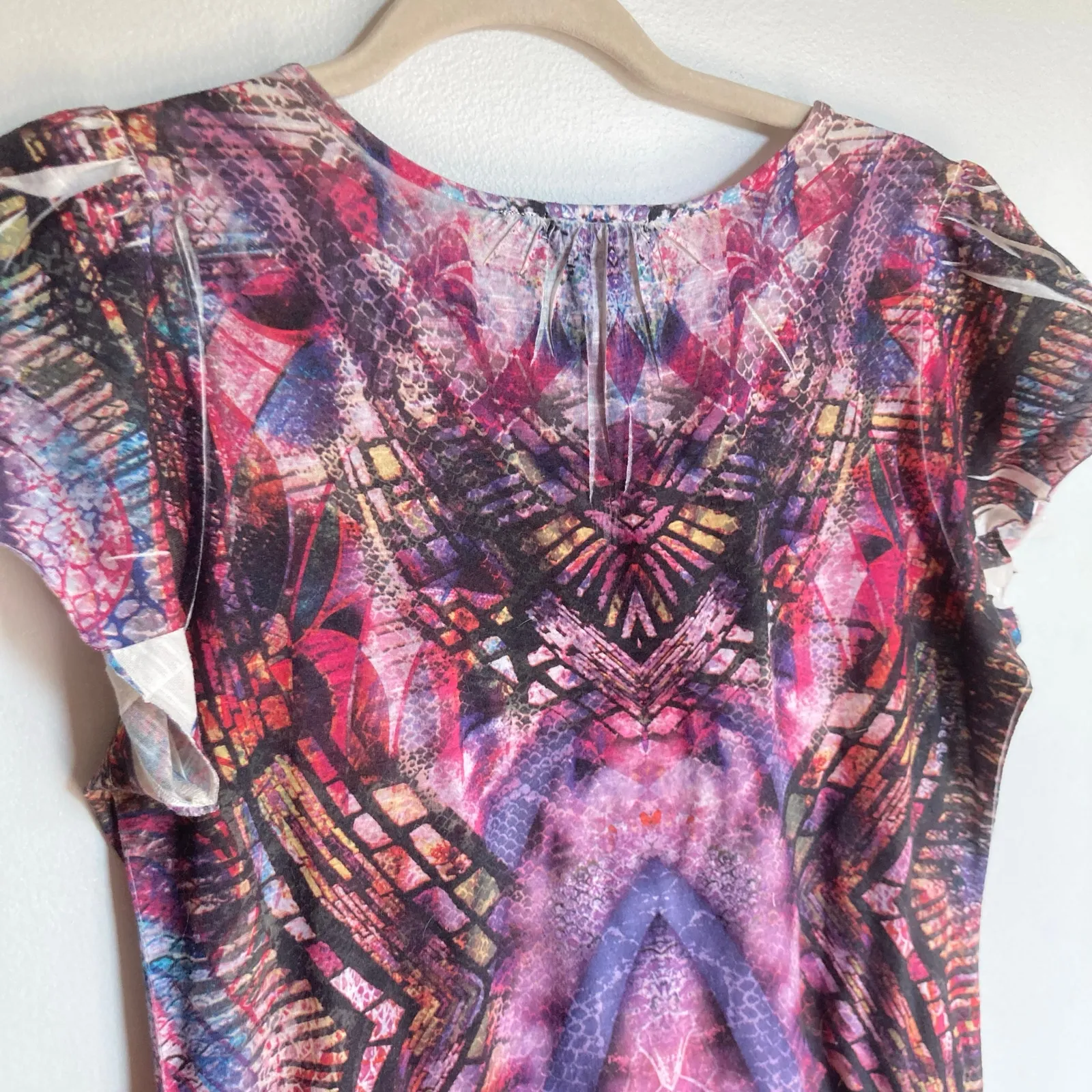 Y2K Apt 9 Womens M Pink Tie Dye Rhinestone Art to Wear Top Hippie Fairy Boho - Image 10