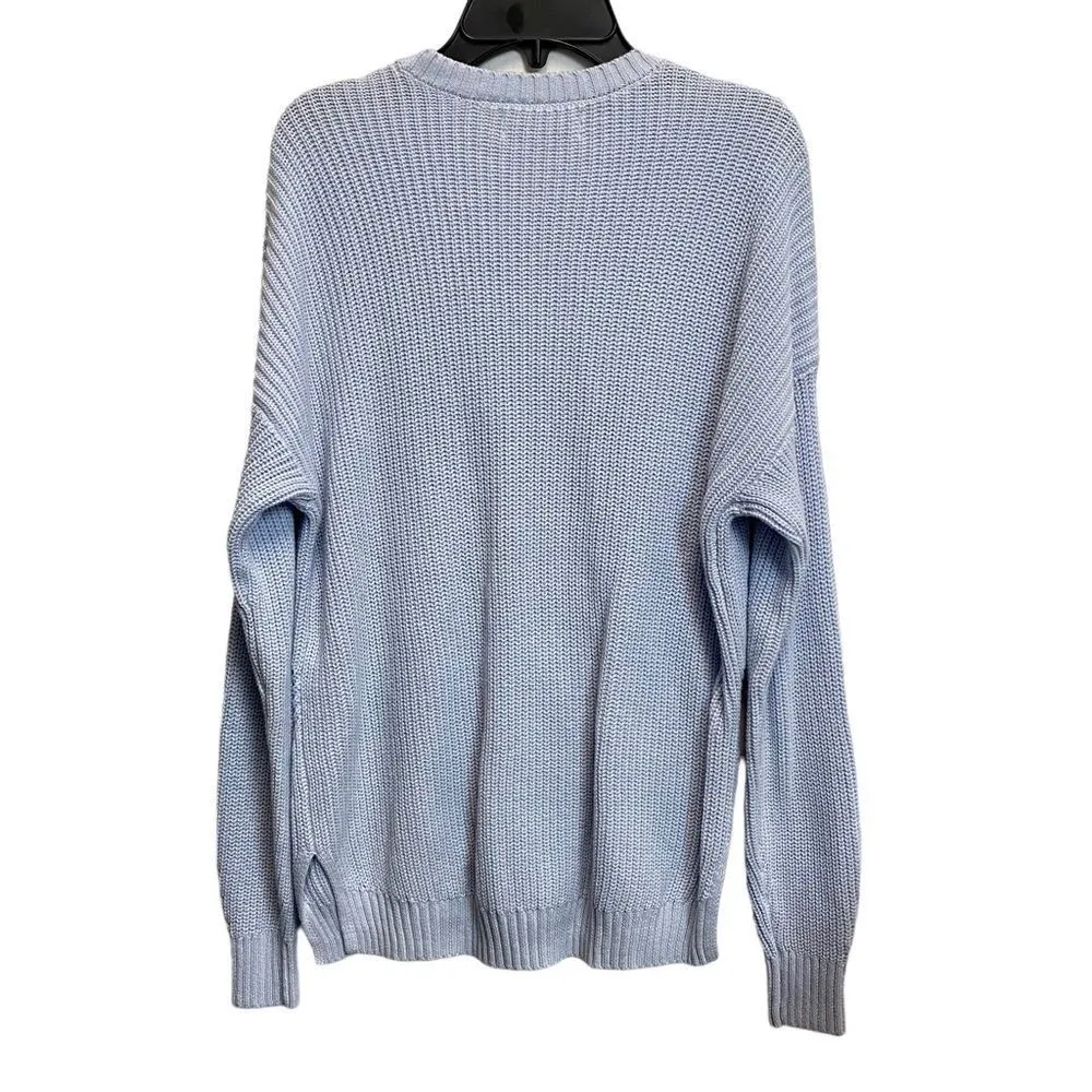 Hollister XS Light Blue Knit Crochet Pullover Crew Neck Sweater - Image 2