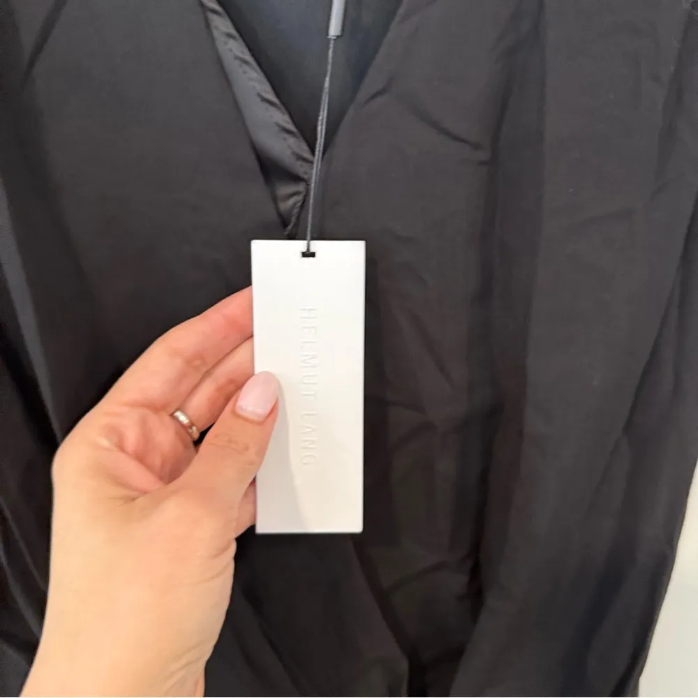 Helmut Lang Asymmetrical Minimalist  Black Silk Top new with tag Medium 1894 - Image 4