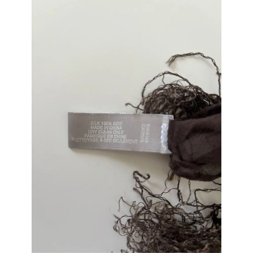 ECHO Brown Sheer Silk Tassled Scarf Brown - Image 3