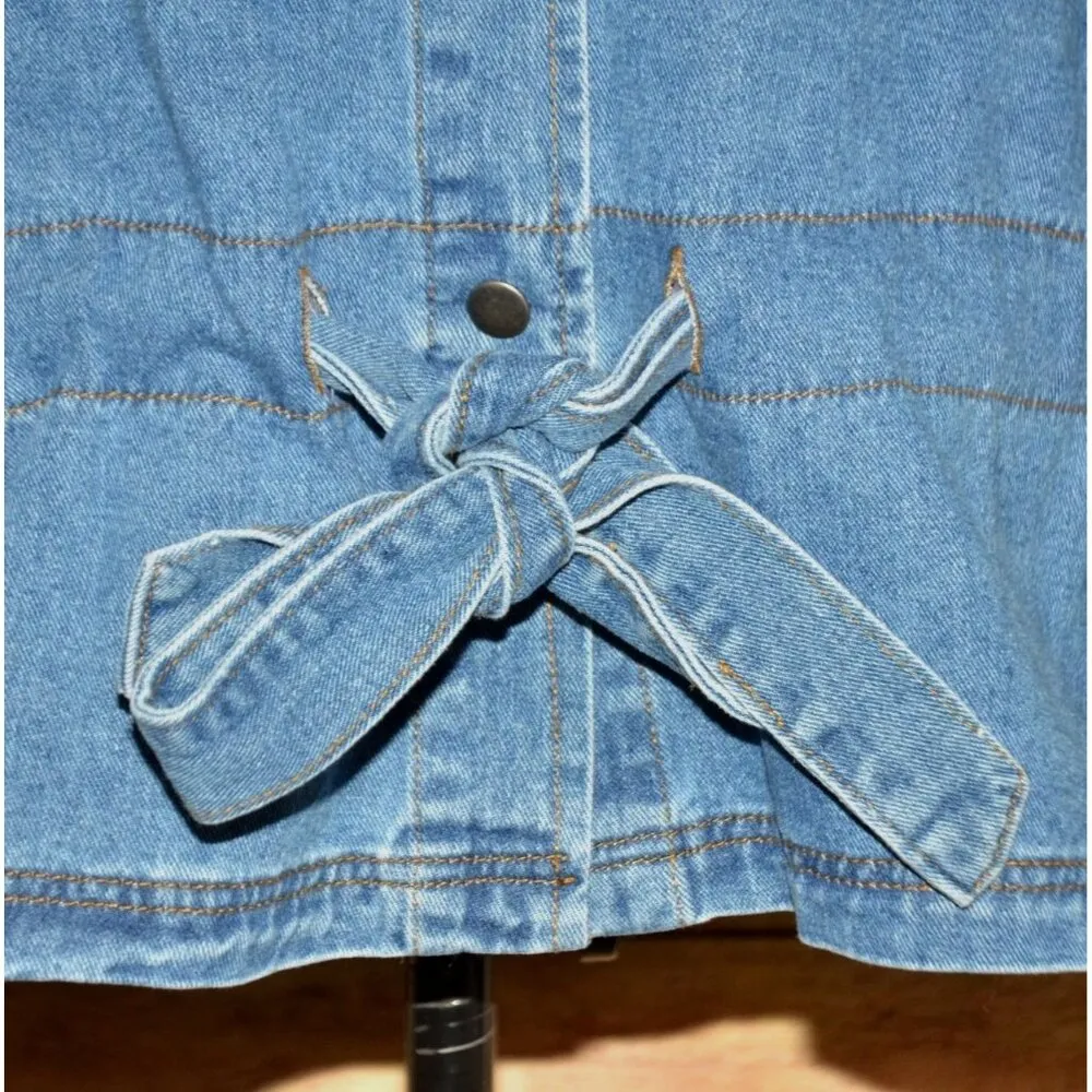 Wishlist Oversized Blue Denim Snap Button Front Jean Jacket Size S/M Belted - Image 7