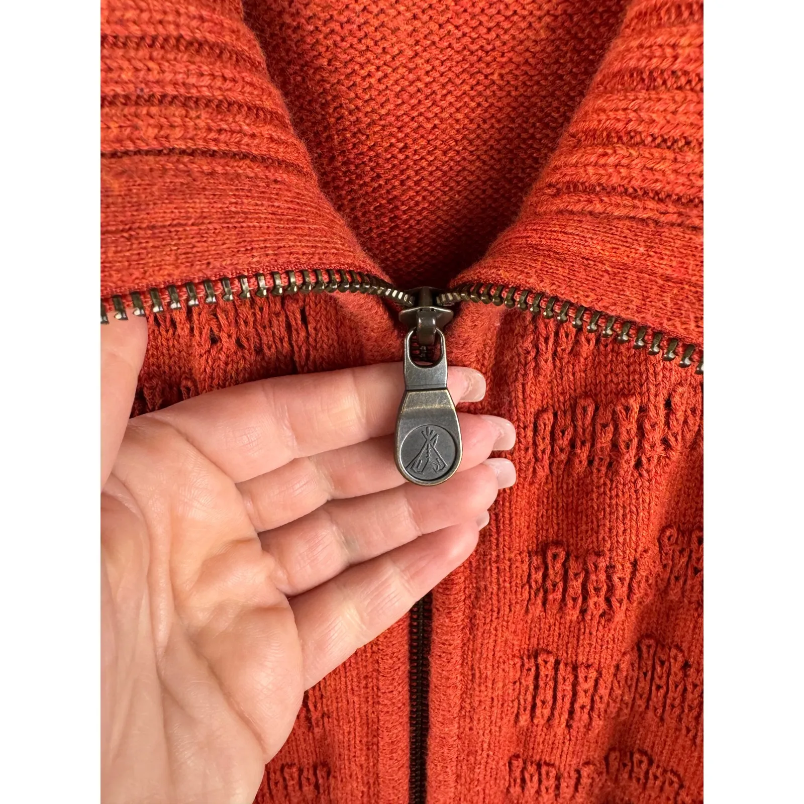 VTG Pendleton Womens Orange Knit Zip Vest Cardigan Sweater XL Cotton Rust Preppy - Image 4