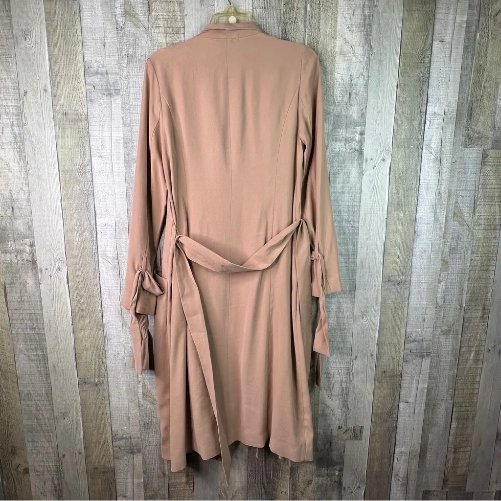 Express Size Small Tan Long Sleeve Toe Coatigan with Pockets - Image 2