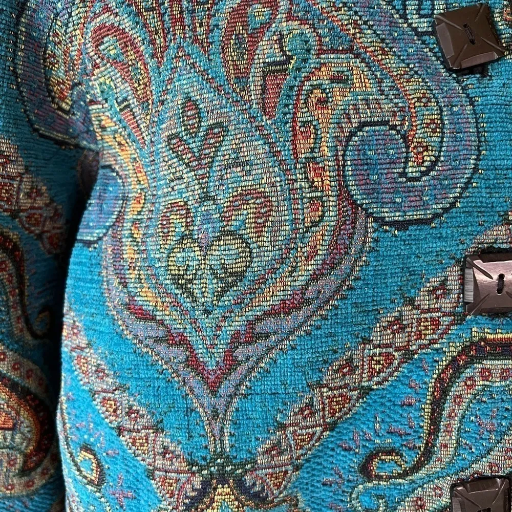 Vintage New Direction paisley brocade vintage 80s cotton blazer EUC Green - Image 8