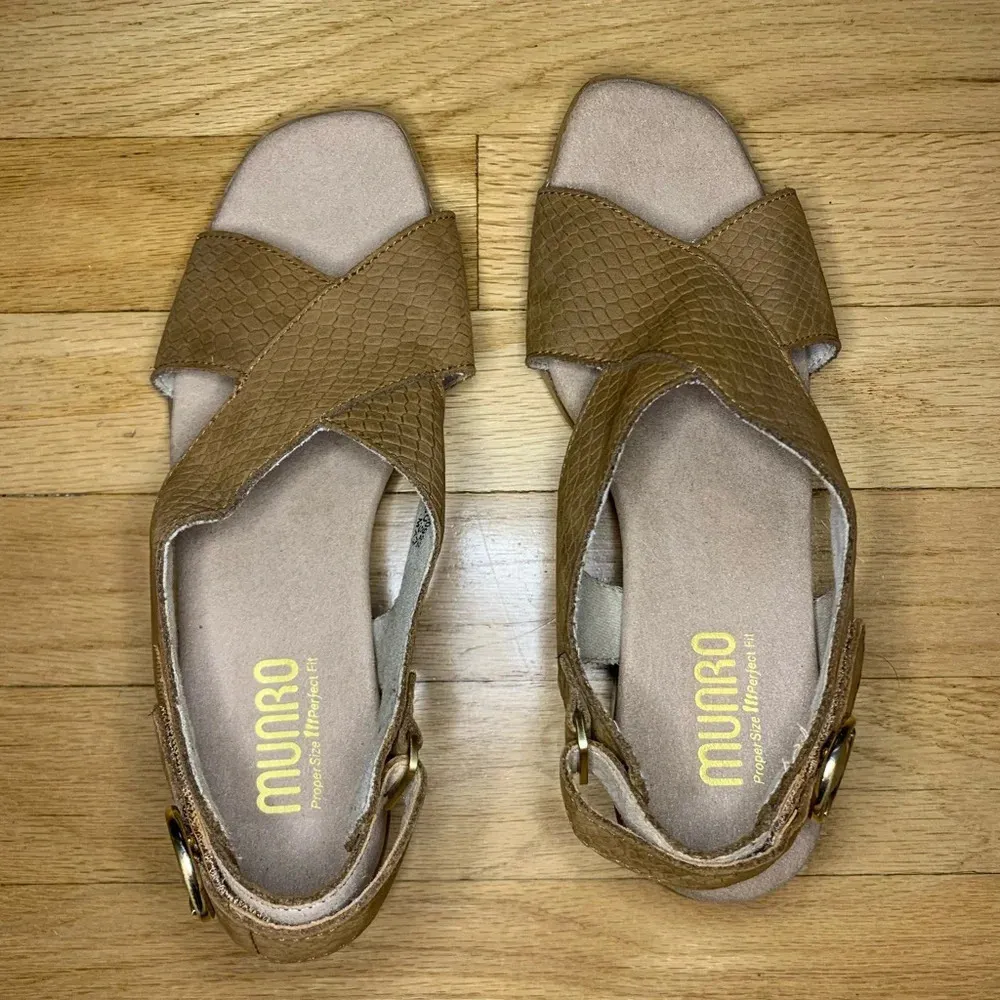 Munro Jenny Sandal in Medium Tan Lizard Nubuck - Size 6 - Image 4