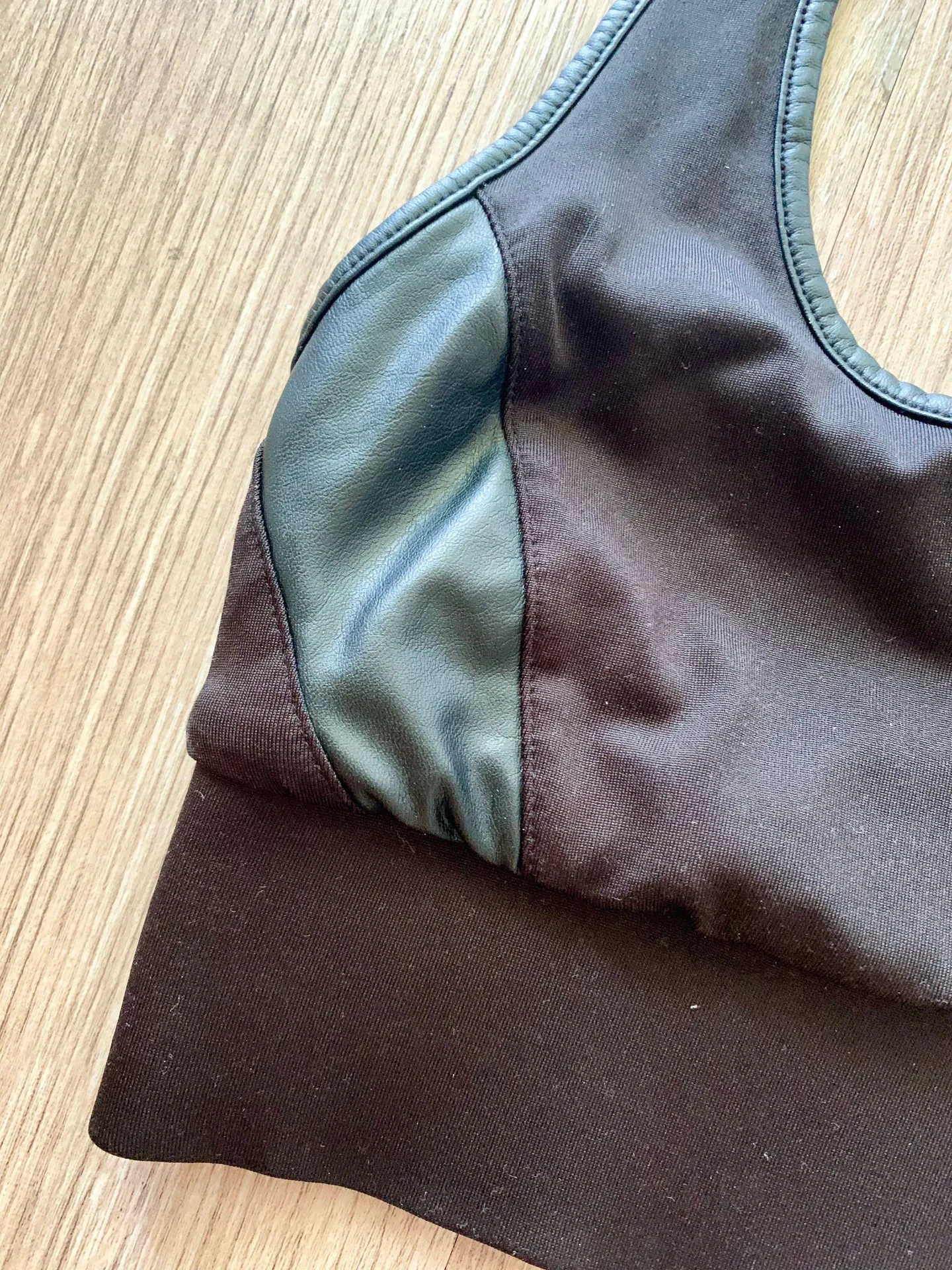 Black Leather Sport Bra Size S - Image 3