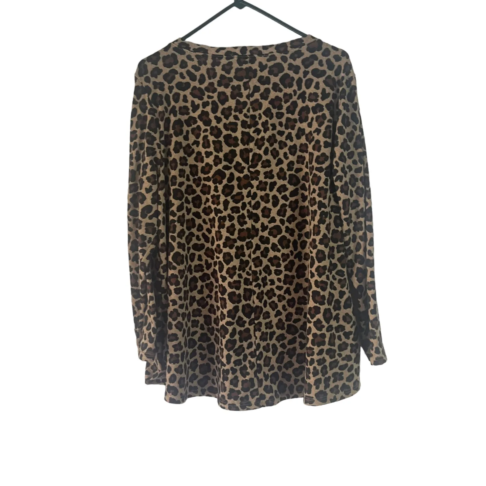 Green Envelope Women's Plus Size 2X Animal‎ Cheetah Brown Print Tunic Sweater - Image 4