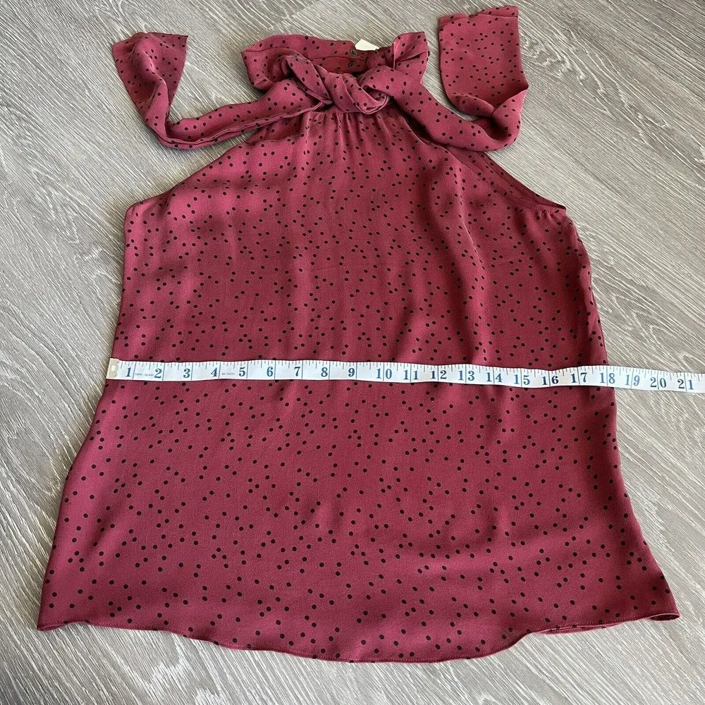 L’Agence Top Womens Small Sleeveless Polka Dot Red Tie Neck - Image 5